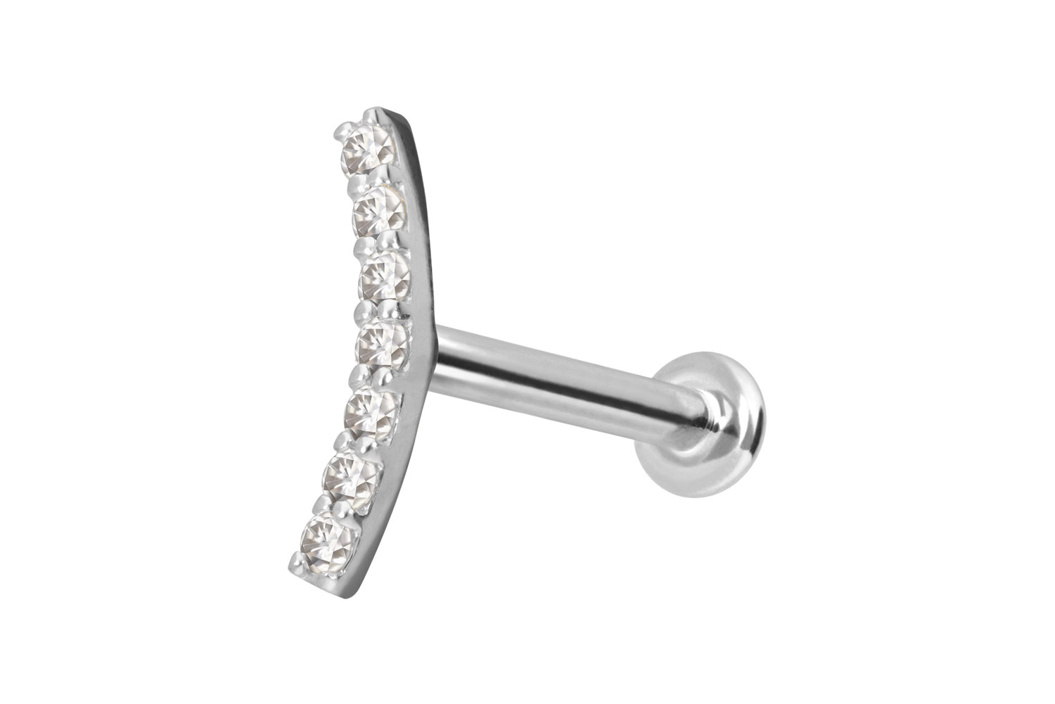 14 Karat Gold Labret Piercing mit Innengewinde MOISSANIT-BOGEN